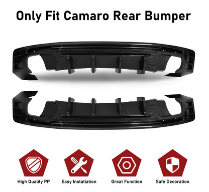 2016 - 24 Camaro Carbon Fiber Style 3PC Quad Tip Diffuser | LT/RS/SS/LT1