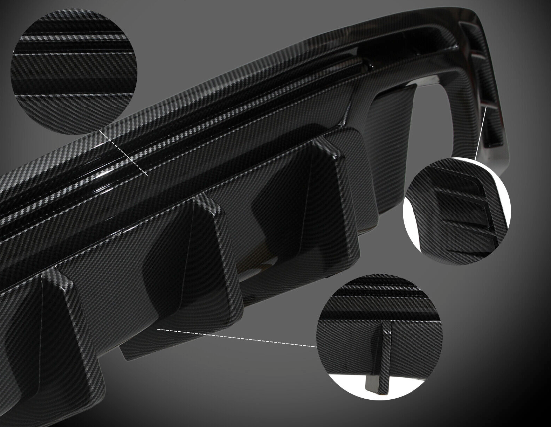 2016 - 24 Camaro Carbon Fiber Style 3PC Quad Tip Diffuser | LT/RS/SS/LT1