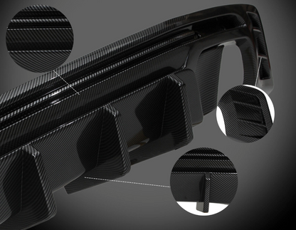 2016 - 24 Camaro Carbon Fiber Style 3PC Quad Tip Diffuser | LT/RS/SS/LT1