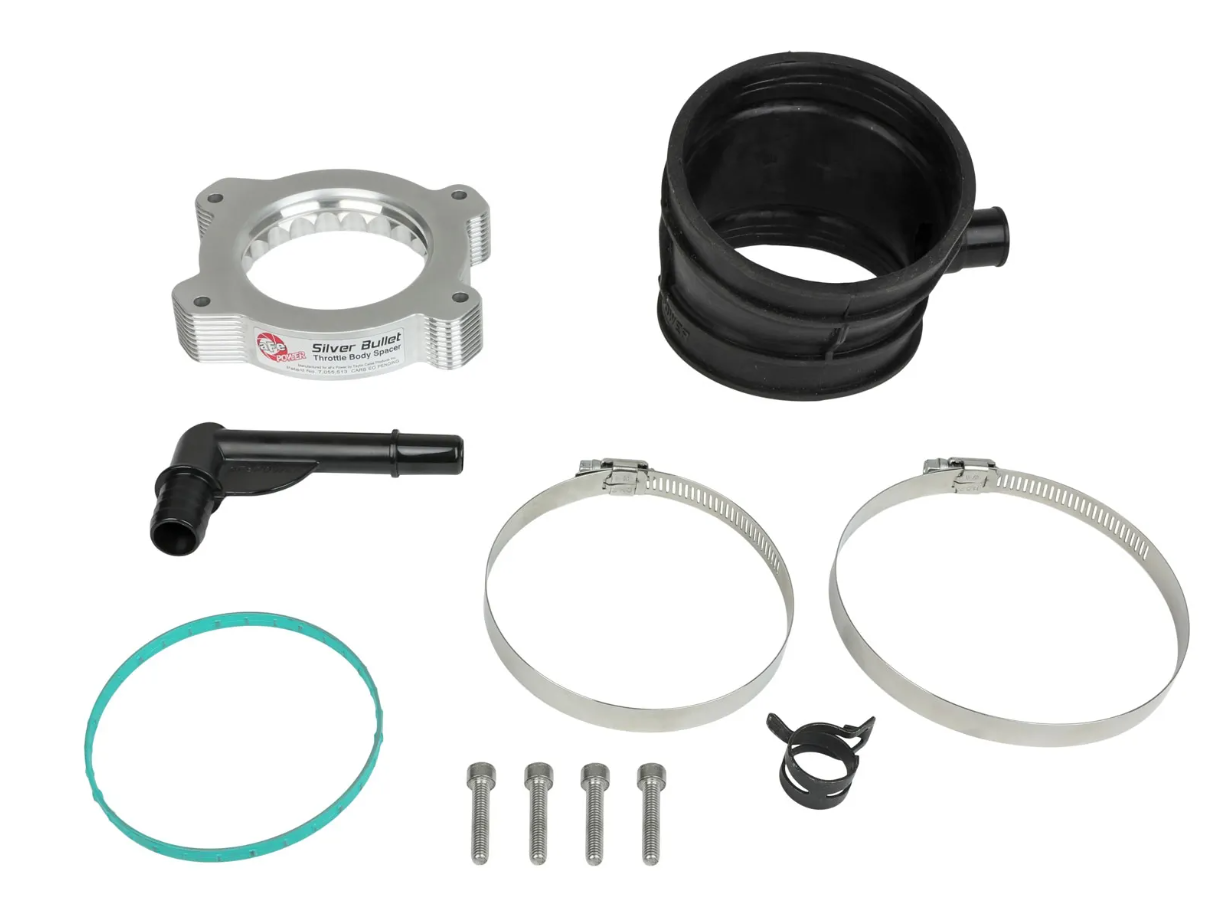 C8 Corvette Silver Bullet Throttle Body Spacer Kit Silver | aFe Power