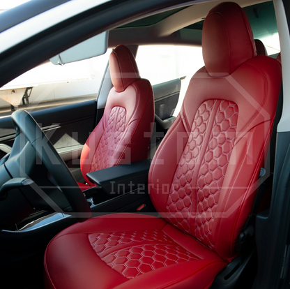 2019 - 23 Tesla Model Y Premium Custom Leather Seat Covers