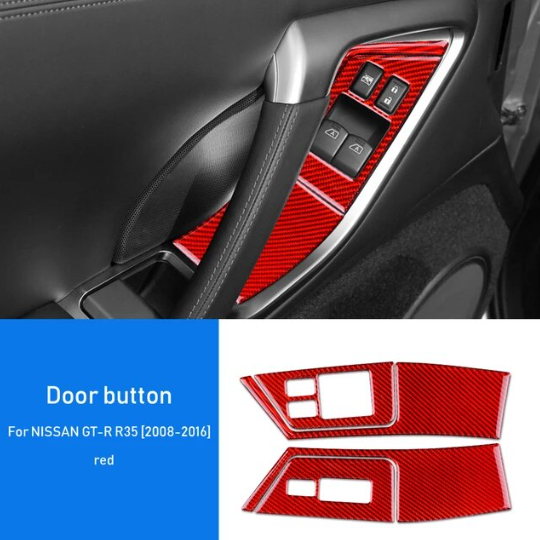 2008 - 2016 Nissan GTR R35 Carbon Fiber Window Switch Trim Kit | Next-Gen Carbon
