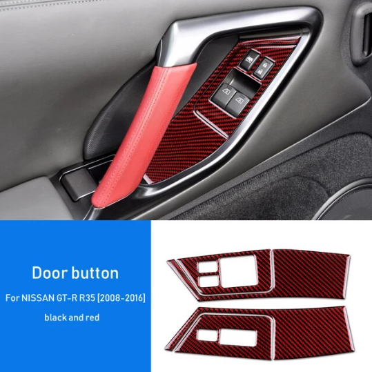 2008 - 2016 Nissan GTR R35 Carbon Fiber Window Switch Trim Kit | Next-Gen Carbon