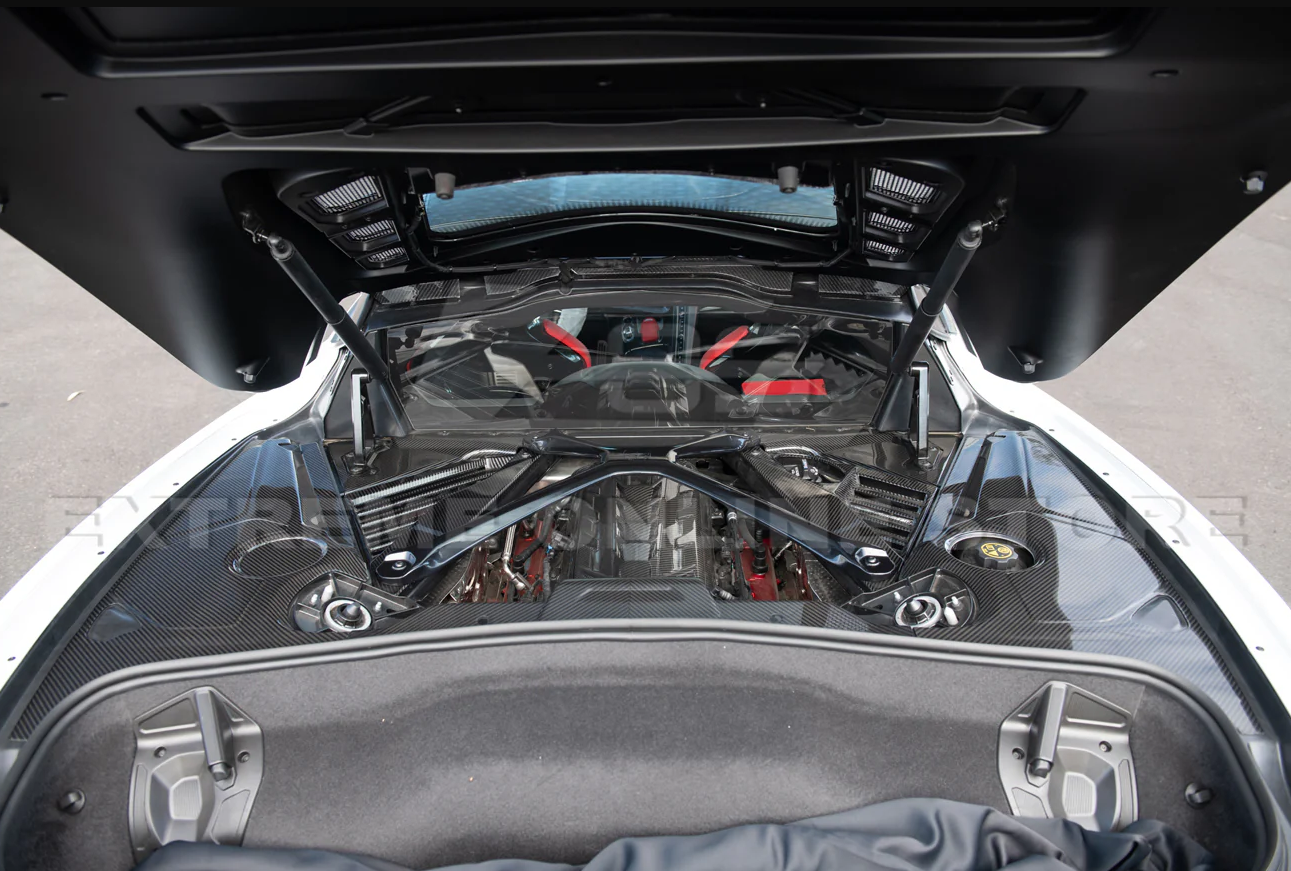 C8 Corvette Coupe Carbon Fiber Engine Bay Panel Cover Kit (3-Piece Version)