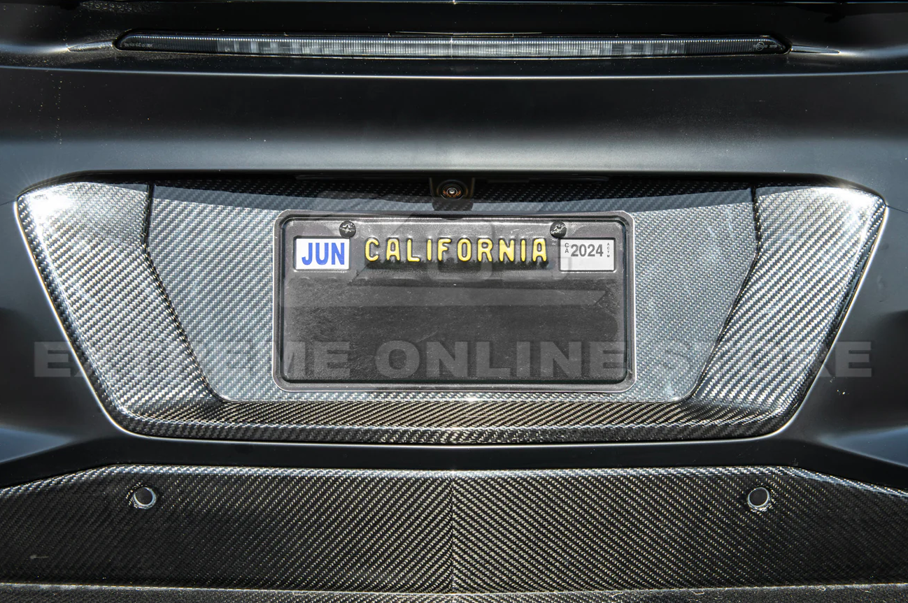 C8 Corvette Carbon Fiber Rear License Plate Backing Insert Cover | Stingray / Z06 / E-Ray
