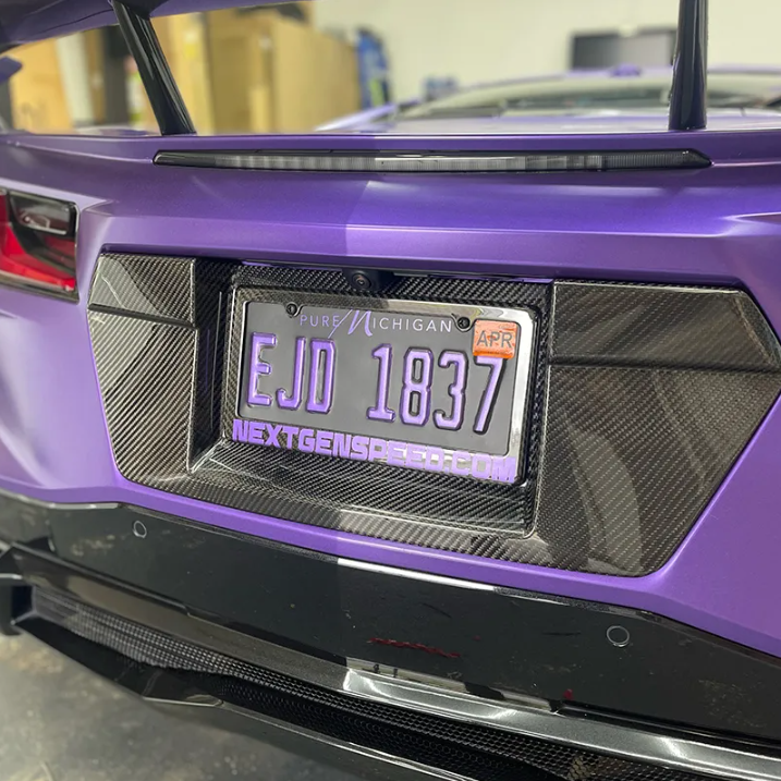 C8 Corvette Carbon Fiber Rear License Plate Backing Insert Cover | Stingray / Z06 / E-Ray
