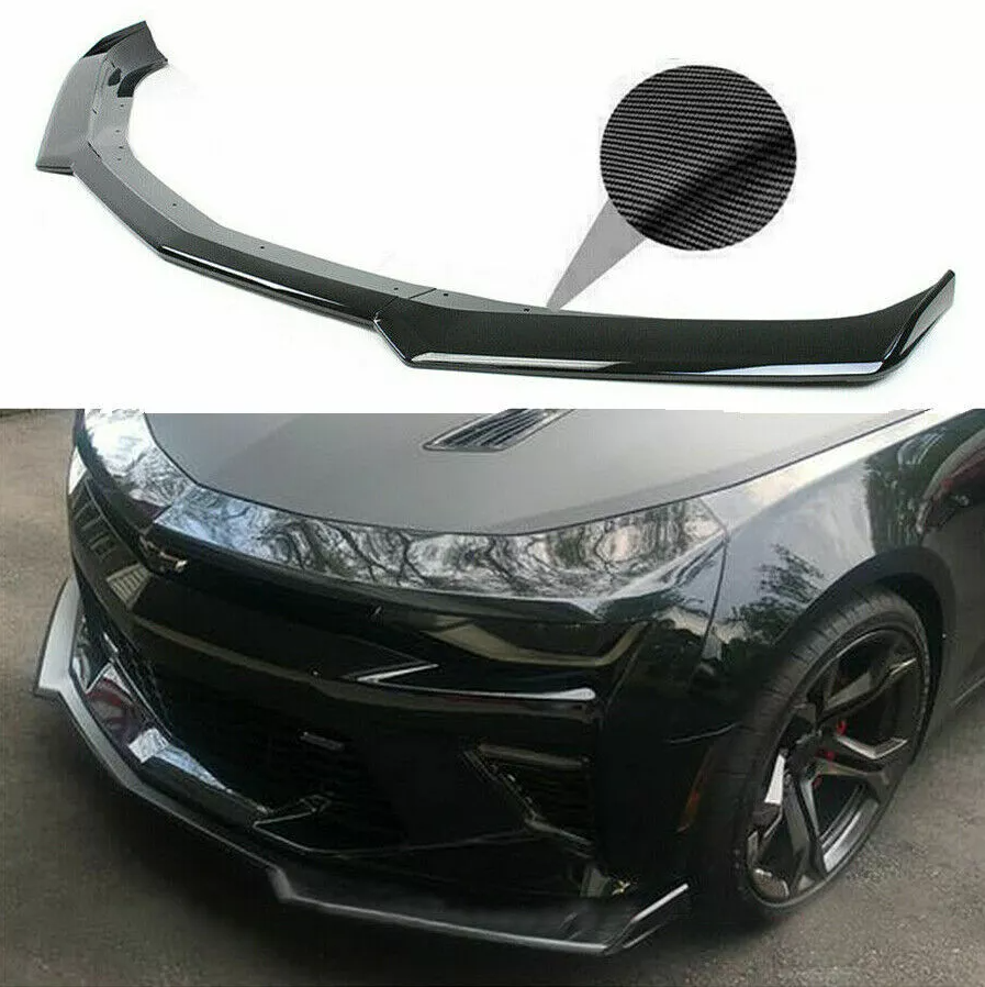 2016 - 24 Camaro 1LE Style Gloss Black Front Splitter Lip 3PC  | SS / LS / LT / RS 1LE