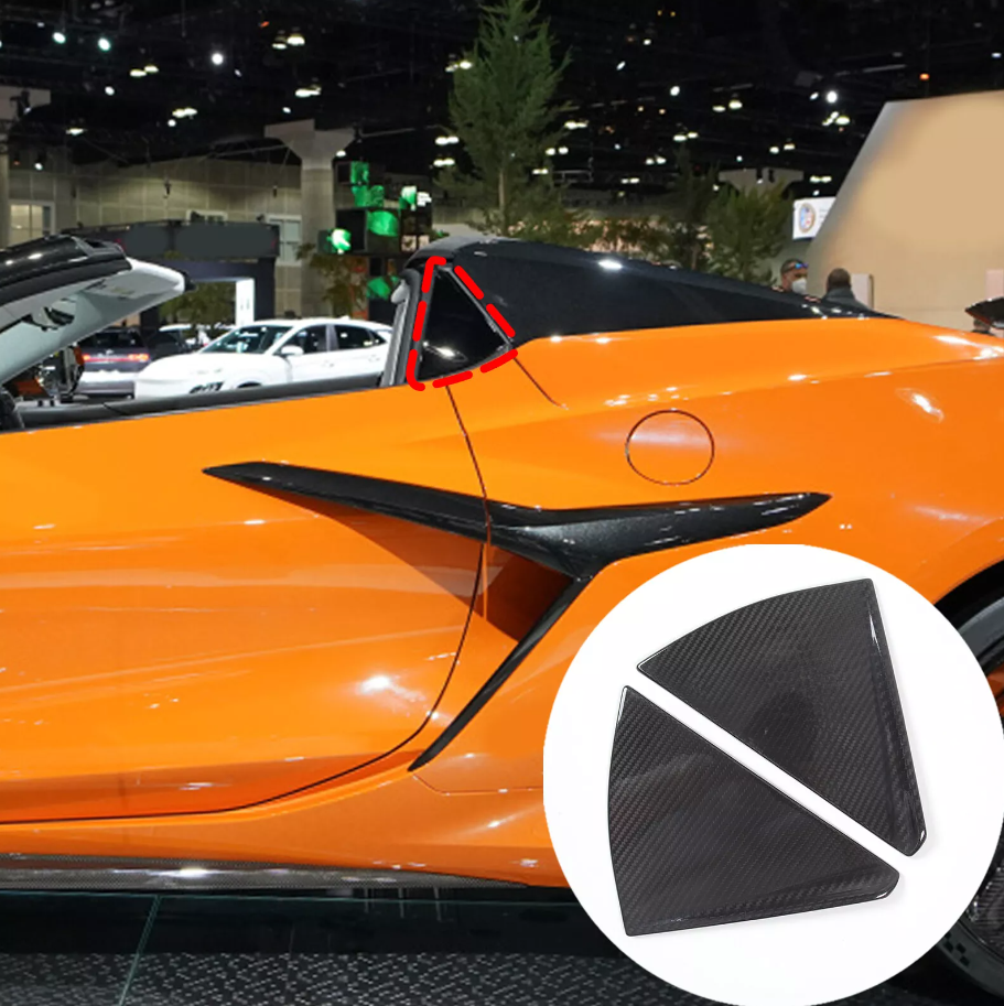 C8 Corvette Convertible Real Carbon Fiber Rear Side Quarter Window Louver Cover Trim