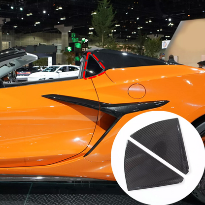 C8 Corvette Convertible Real Carbon Fiber Rear Side Quarter Window Louver Cover Trim