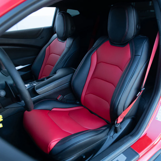 2016+ Camaro Two-Tone Coupe Recaro Leather Seat Covers | KustomCover