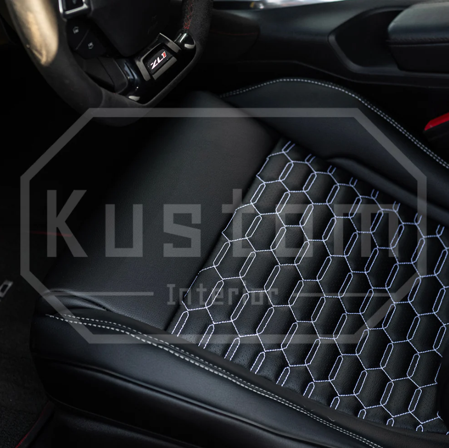 2016+ Camaro Two-Tone Coupe Recaro Leather Seat Covers | KustomCover