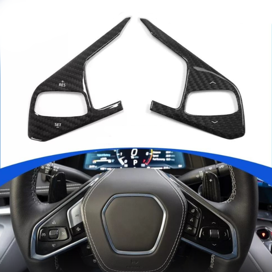 2024+ C8 Corvette Carbon Fiber Inner Steering Wheel Trim Covers - Heated