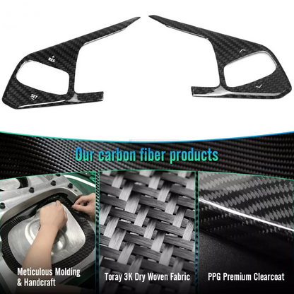 2024+ C8 Corvette Carbon Fiber Inner Steering Wheel Trim Covers - Heated