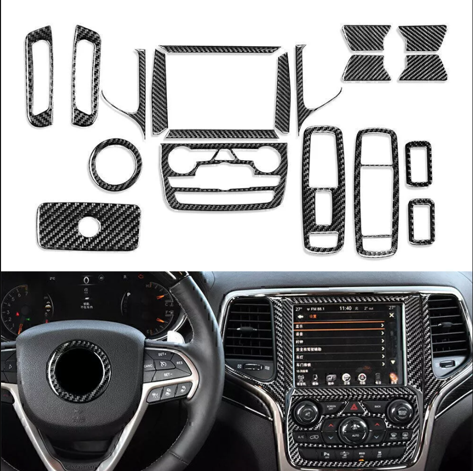 2011 - 20 Grand Cherokee Real Carbon Fiber Interior Trim Cover Kit | Next-Gen Carbon