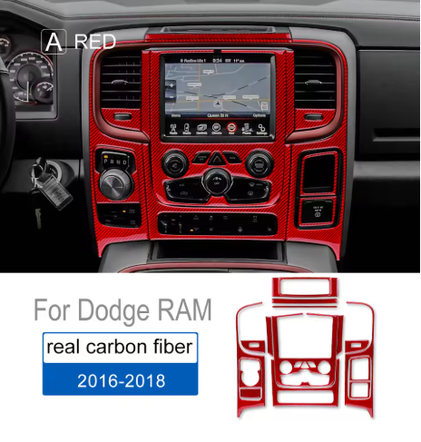 2016 - 18 Dodge Ram Carbon Fiber Radio/ Climate Control Overlay Kit | Next-Gen Carbon