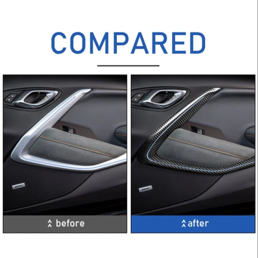 2016 - 24 Camaro Carbon Fiber Door Trim Surround Cover (With Light/Without Light)