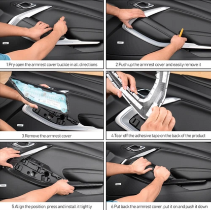 2016 - 24 Camaro Carbon Fiber Door Trim Surround Cover (With Light/Without Light)
