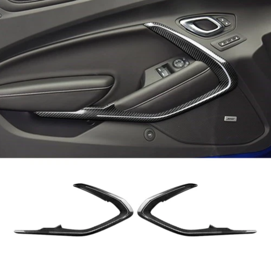 2016 - 24 Camaro Carbon Fiber Door Trim Surround Cover (With Light/Without Light)