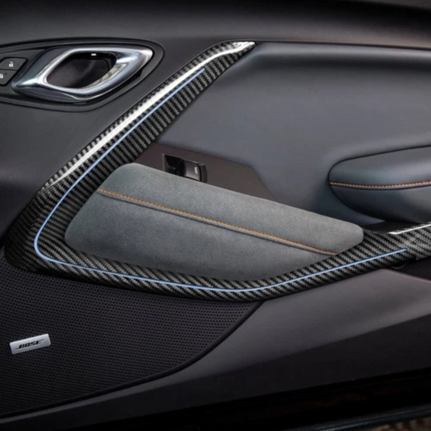 2016 - 24 Camaro Carbon Fiber Door Trim Surround Cover (With Light/Without Light)