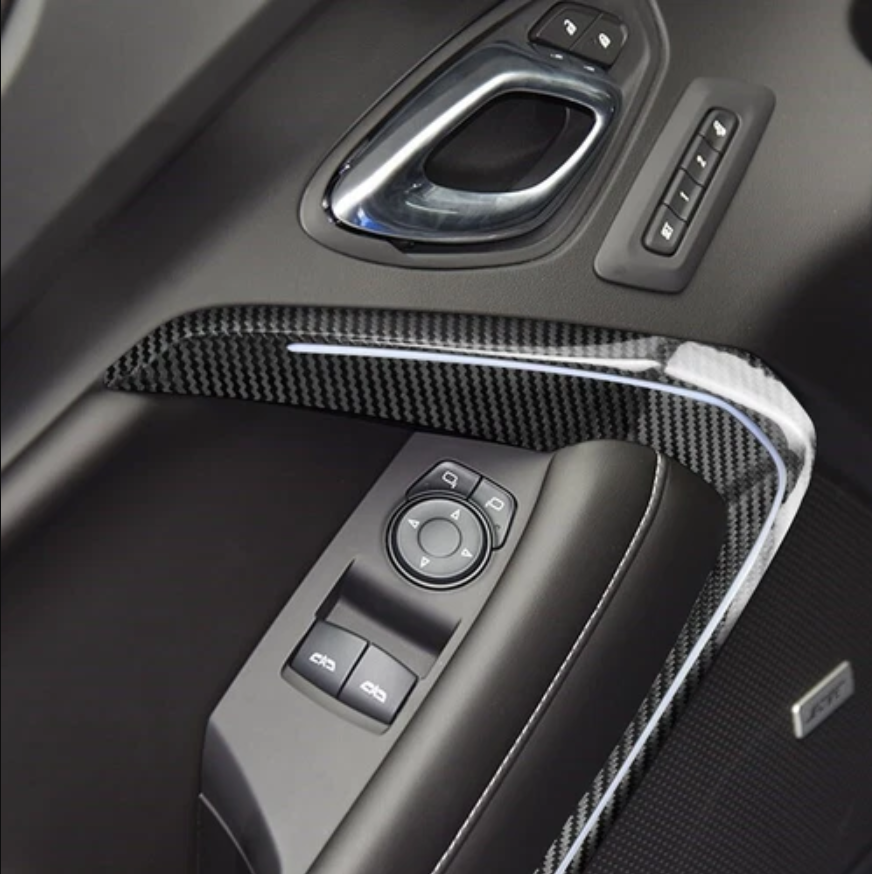 2016 - 24 Camaro Carbon Fiber Door Trim Surround Cover (With Light/Without Light)