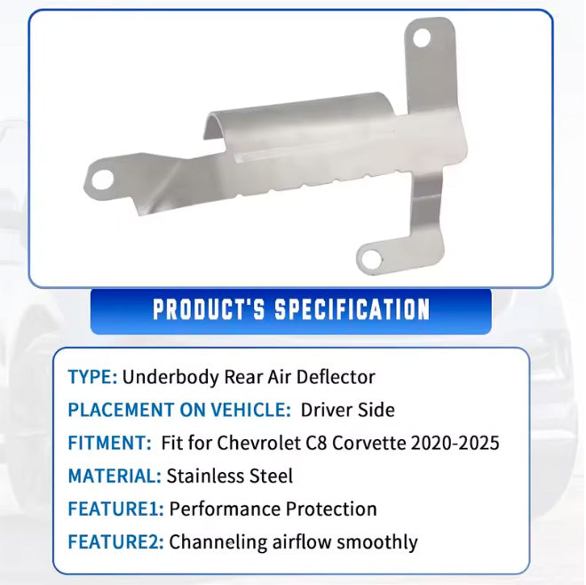 C8 Corvette Underbody Airflow Rear Bumper Deflector Shield