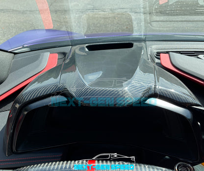 C8 Corvette Carbon Fiber Upper Dash Pad Cover | Black / Red