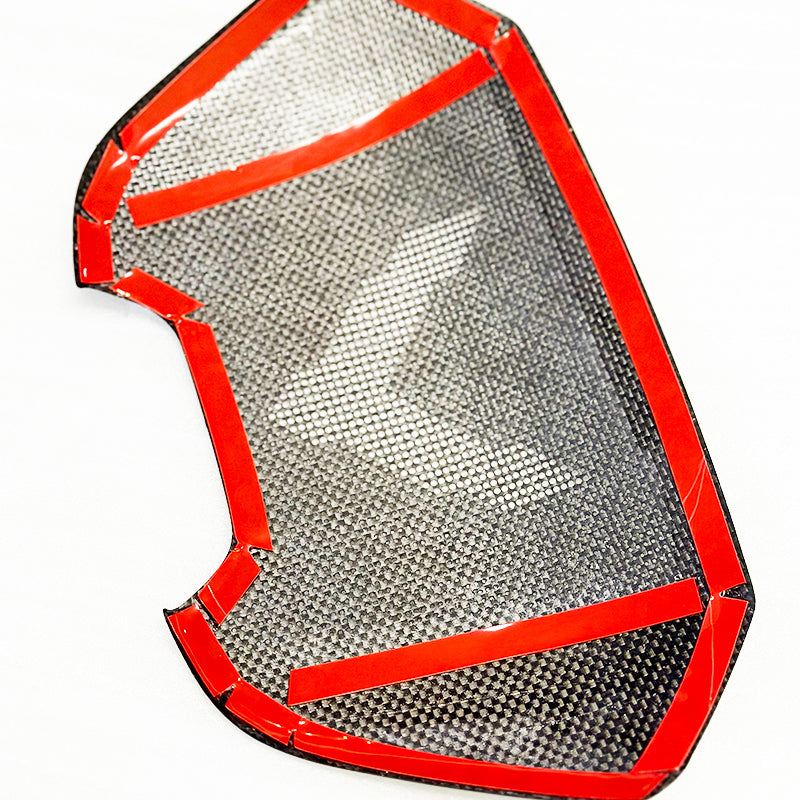 C8 Corvette Carbon Fiber Interior Subwoofer Speaker Cover | Black / Red Carbon