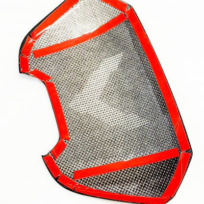 C8 Corvette Carbon Fiber Interior Subwoofer Speaker Cover | Black / Red Carbon