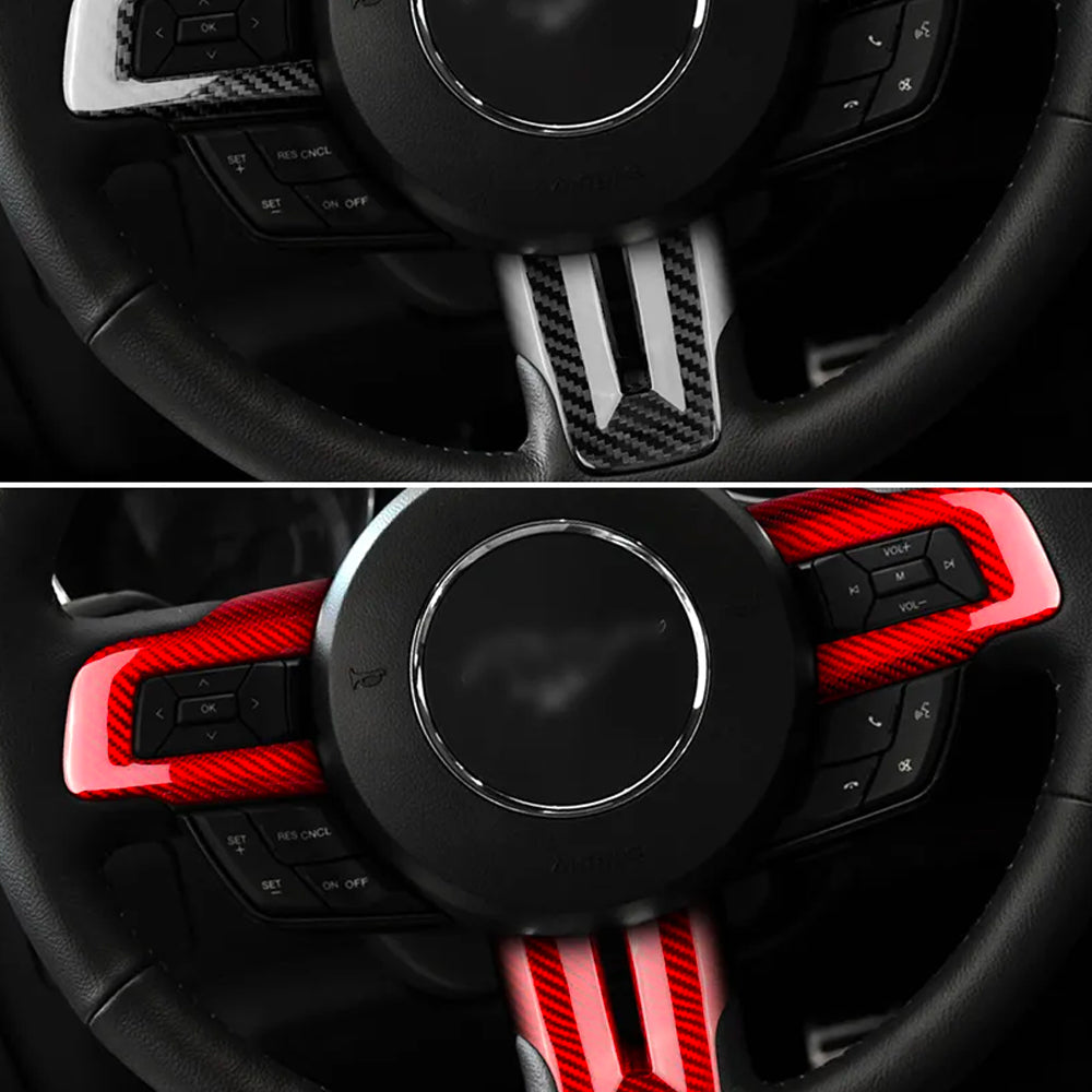 2015-24 Mustang Real Carbon Fiber Steering Wheel Trim Cover Kit
