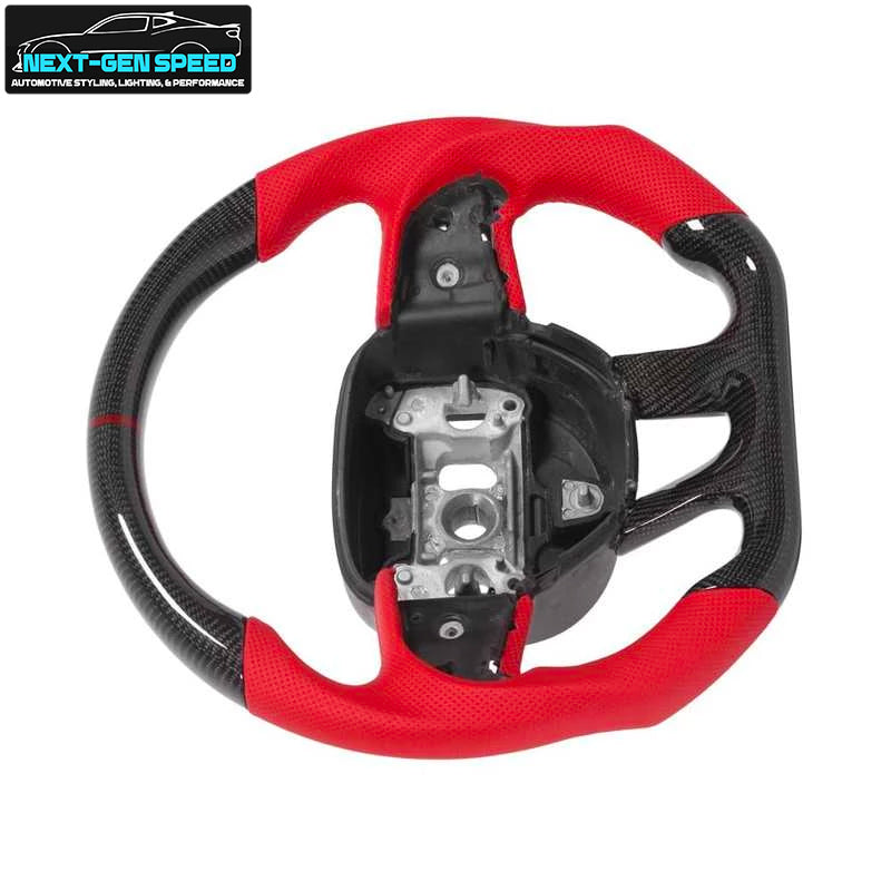 2015 - 23 Dodge Charger / Challenger / Durango / Track Hawk SRT Carbon Fiber Red Leather Steering Wheel | Next-Gen Carbon