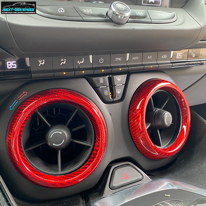 2016 - 24 Camaro Carbon Fiber Interior Air Vent Bezel Ring Covers (Black / Red / Blue)