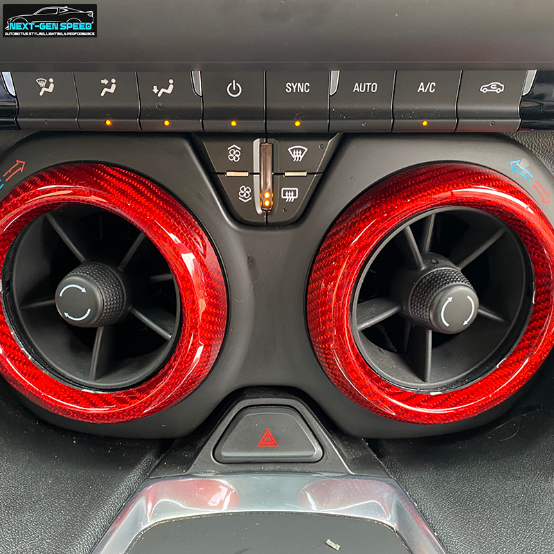 2016 - 24 Camaro Carbon Fiber Interior Air Vent Bezel Ring Covers (Black / Red / Blue)