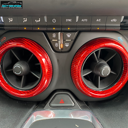 2016 - 24 Camaro Carbon Fiber Interior Air Vent Bezel Ring Covers (Black / Red / Blue)