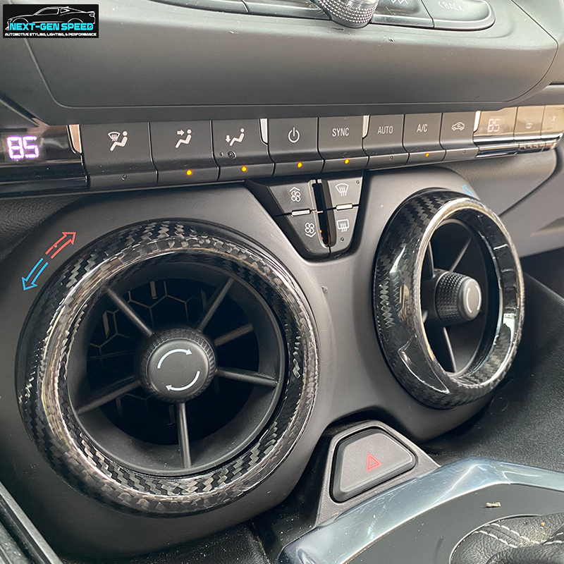 2016 - 24 Camaro Carbon Fiber Interior Air Vent Bezel Ring Covers (Black / Red / Blue)