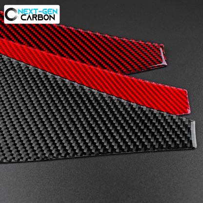 2010 - 15 Camaro Real Carbon Fiber Door Panel Overlays (Coupe/Convertible) | Black / Red Carbon