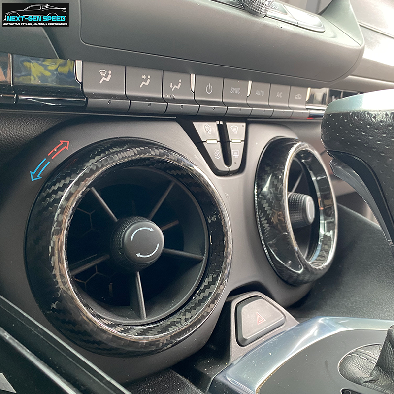 2016 - 24 Camaro Carbon Fiber Interior Air Vent Bezel Ring Covers (Black / Red / Blue)