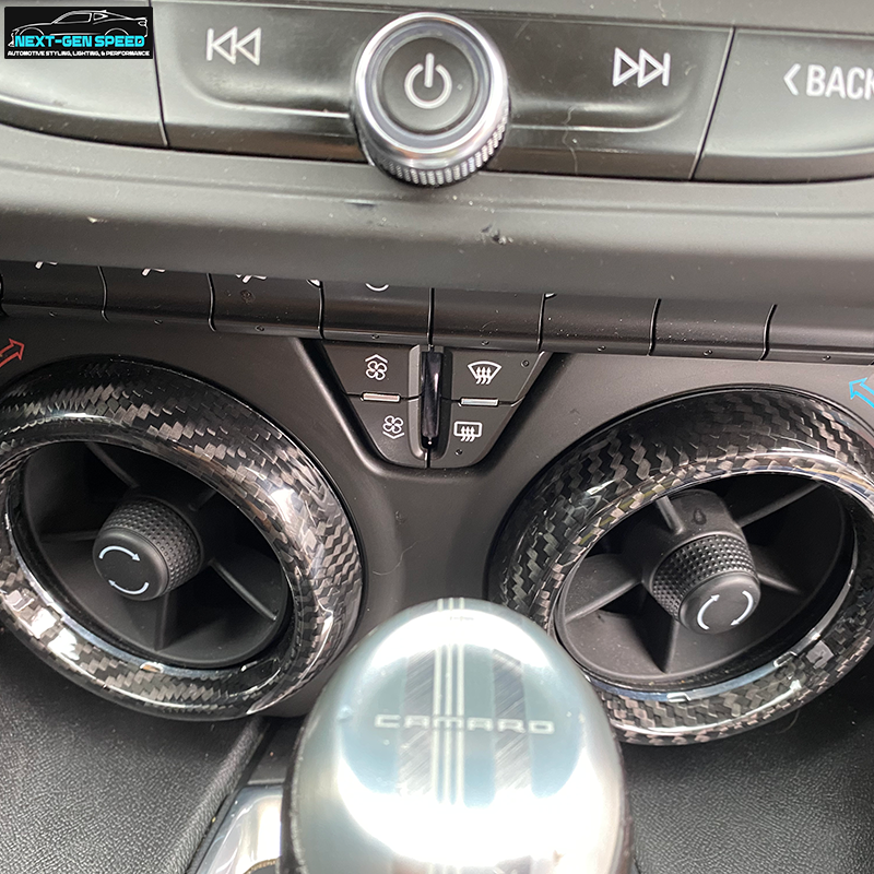 2016 - 24 Camaro Carbon Fiber Interior Air Vent Bezel Ring Covers (Black / Red / Blue)