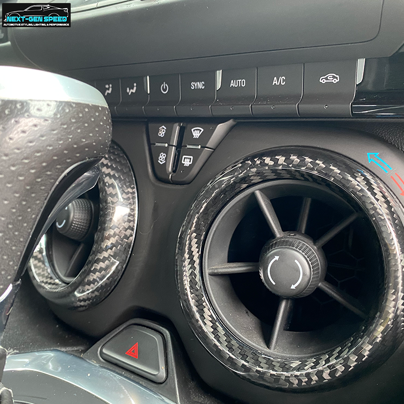 2016 - 24 Camaro Carbon Fiber Interior Air Vent Bezel Ring Covers (Black / Red / Blue)