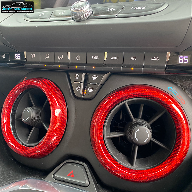 2016 - 24 Camaro Carbon Fiber Interior Air Vent Bezel Ring Covers (Black / Red / Blue)
