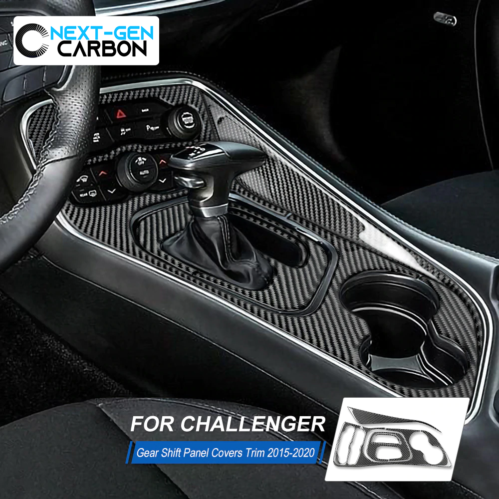 2015 - 24 Dodge Challenger Carbon Fiber Center Console Overlay Kit | Next-Gen Carbon