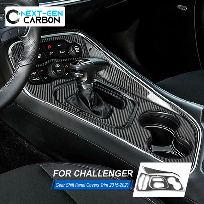 2015 - 24 Dodge Challenger Carbon Fiber Center Console Overlay Kit | Next-Gen Carbon