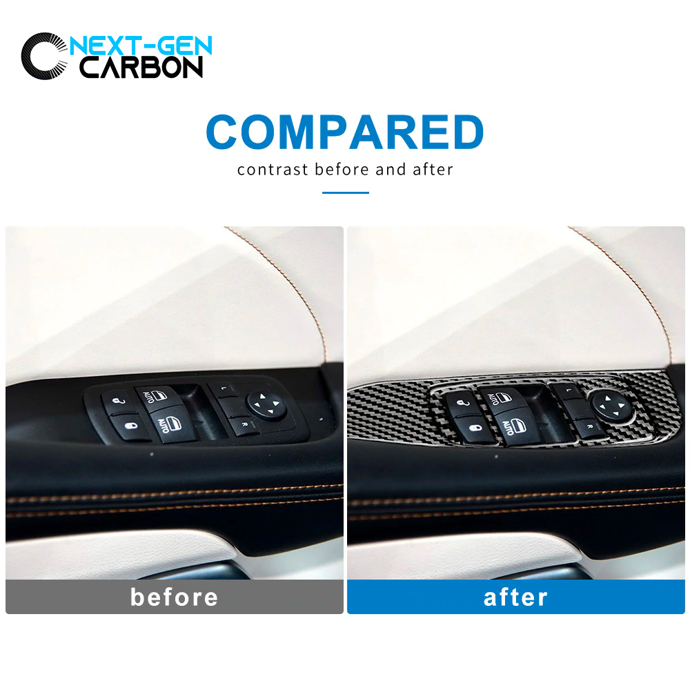 2015 - 24 Dodge Challenger Carbon Fiber Window Switch Panel Covers | Next-Gen Carbon