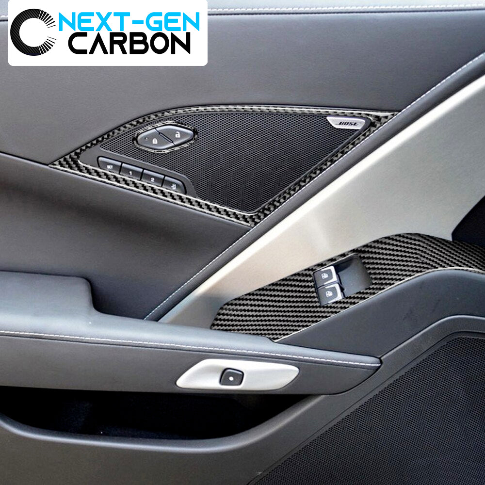 2014 - 19 C7 Corvette Carbon Fiber Window Switch + Speaker Trim Kit | Next-Gen Carbon