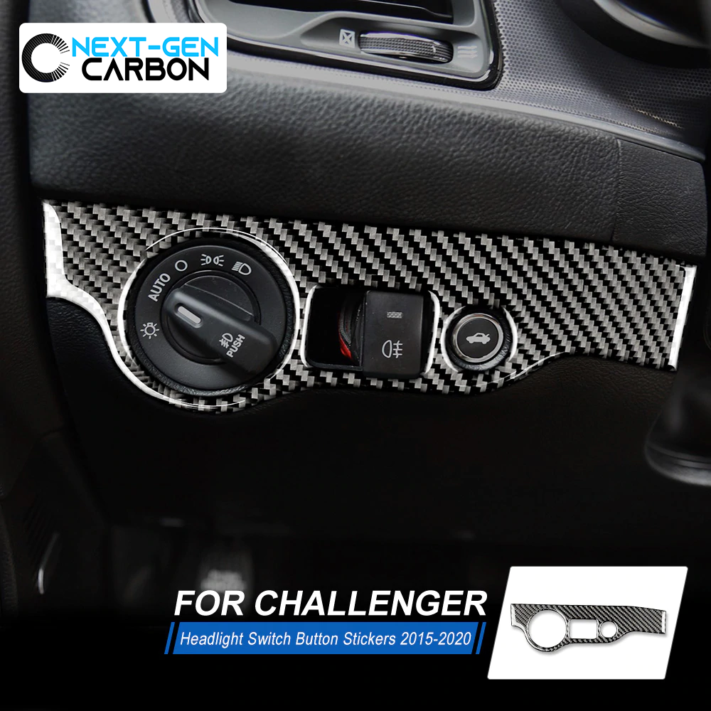 2011 - 24 Dodge Charger / Challenger Carbon Fiber Headlight Switch Trim Cover in Black/Red | Next-Gen Carbon