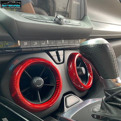 2016 - 24 Camaro Carbon Fiber Interior Air Vent Bezel Ring Covers (Black / Red / Blue)