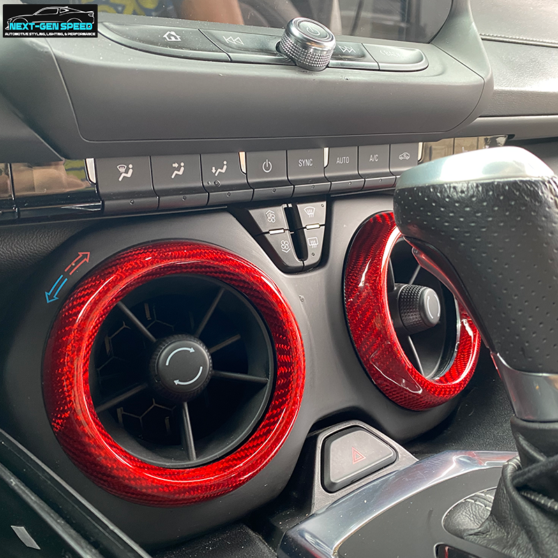 2016 - 24 Camaro Carbon Fiber Interior Air Vent Bezel Ring Covers (Black / Red / Blue)