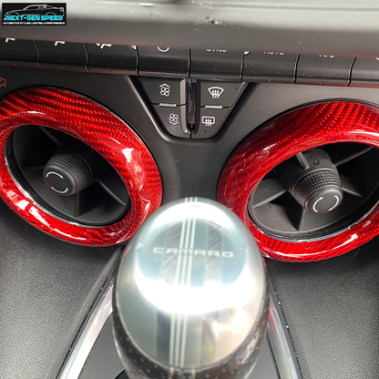 2016 - 24 Camaro Carbon Fiber Interior Air Vent Bezel Ring Covers (Black / Red / Blue)