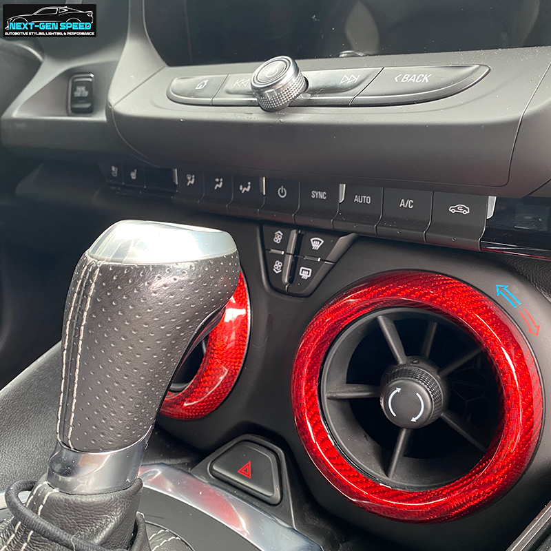 2016 - 24 Camaro Carbon Fiber Interior Air Vent Bezel Ring Covers (Black / Red / Blue)