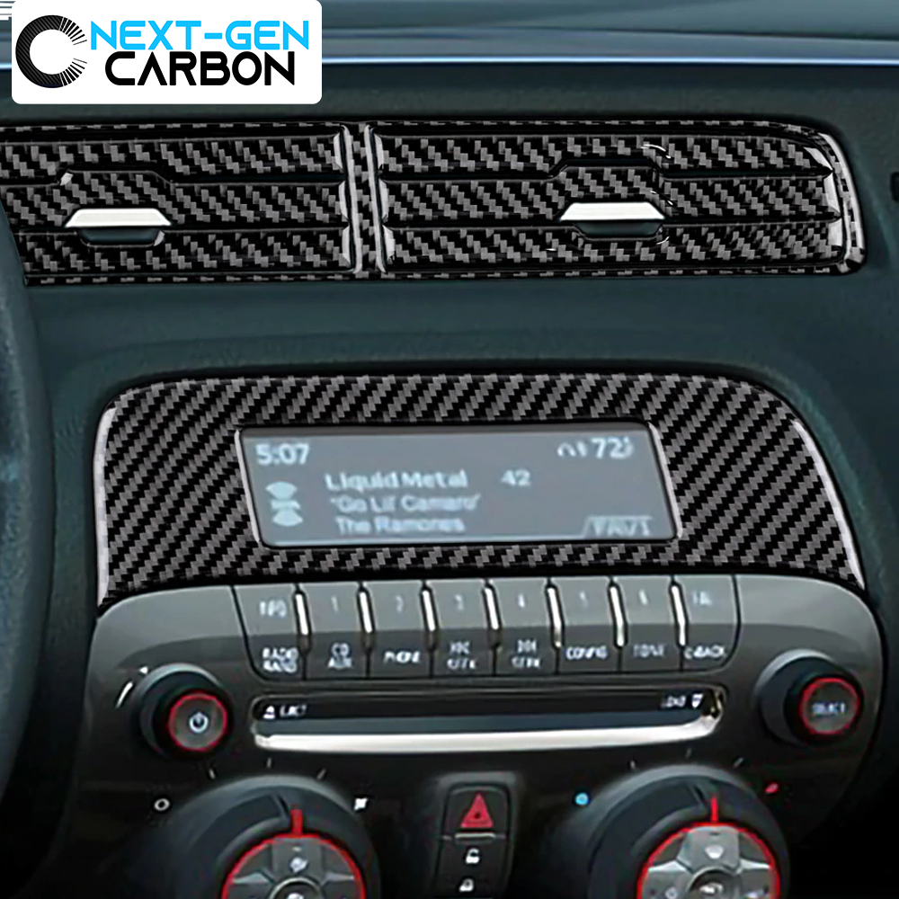 2010 - 12 5th Gen Camaro Carbon Fiber Radio/Climate Control Trim + Center Vent Overlay | Next-Gen Carbon