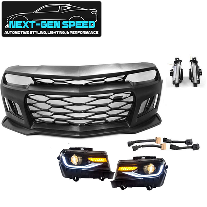 2014 - 15 Camaro 6th Gen Style ZL1 Front Bumper Kit w/ Headlights (Complete Kit)